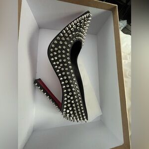 Christian Louboutin Black and Red Studded Heels